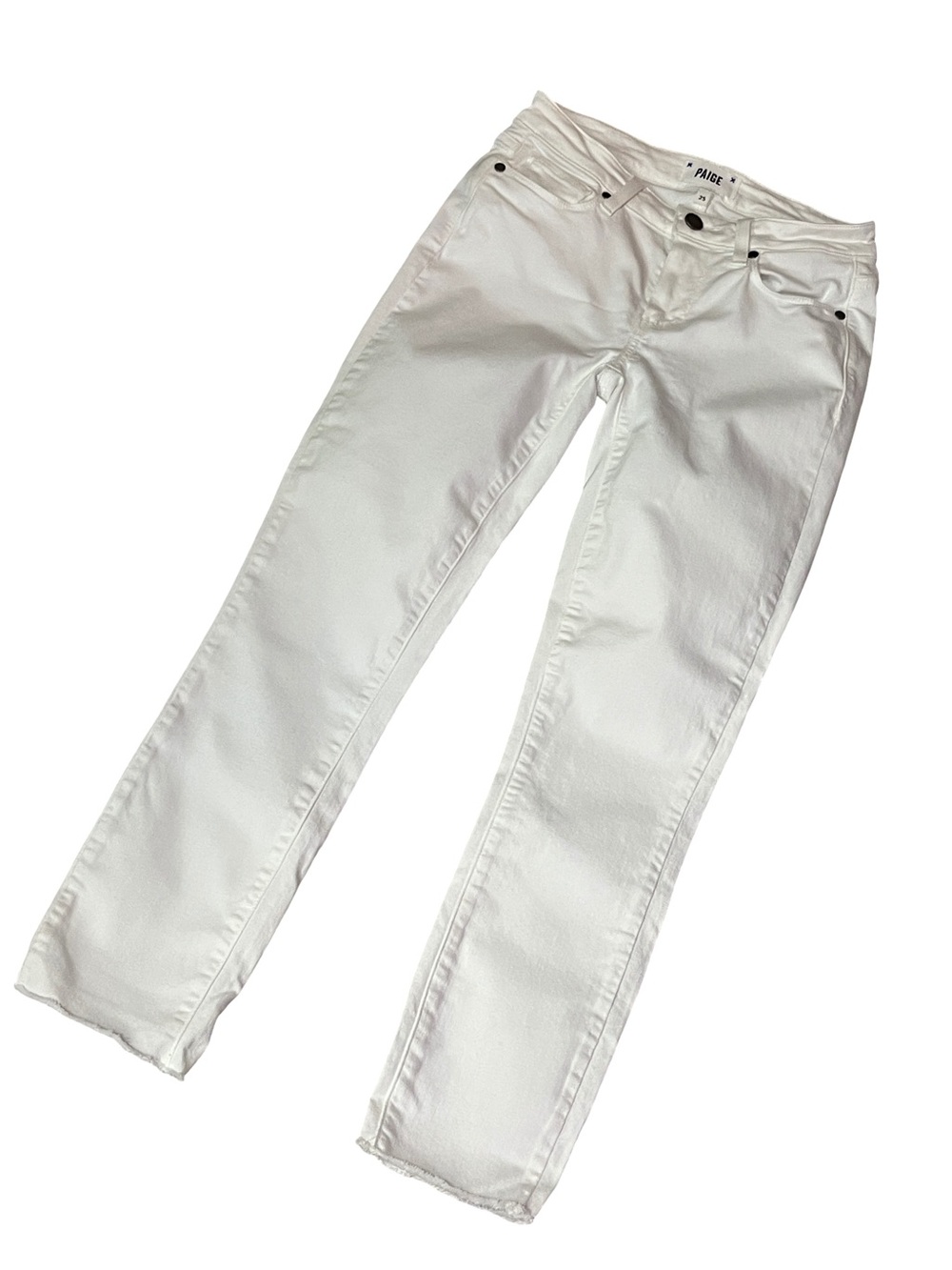 NWOT PAIGE Kylie Crop White Raw Hem Skinny Jeans Size 25 - Picture 1 of 10